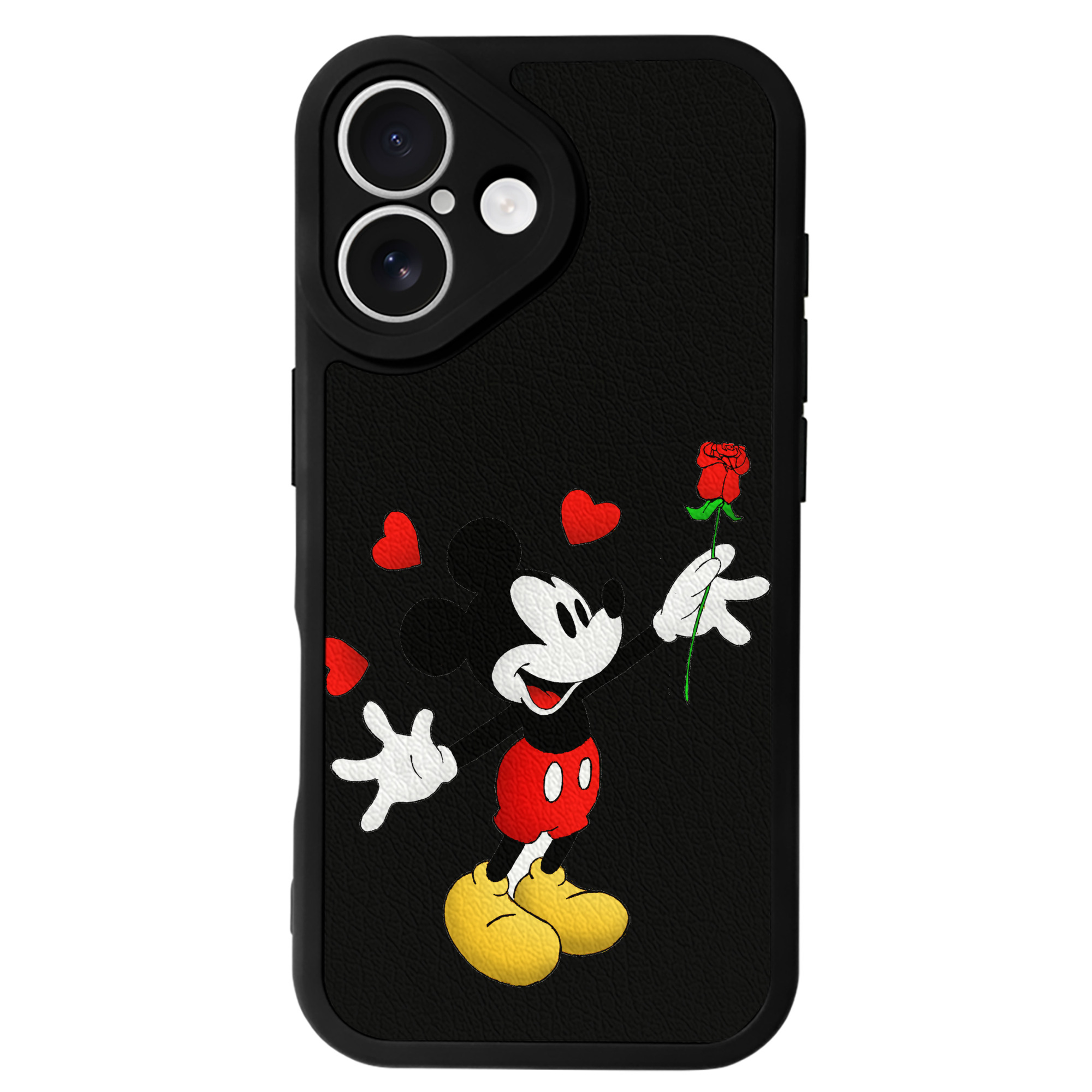 （画像用） ミッキーマウス Mickey Mouse 【iPhone 16シリーズ対応】シリコンスマホケース（レザー調） 材質：シリコン